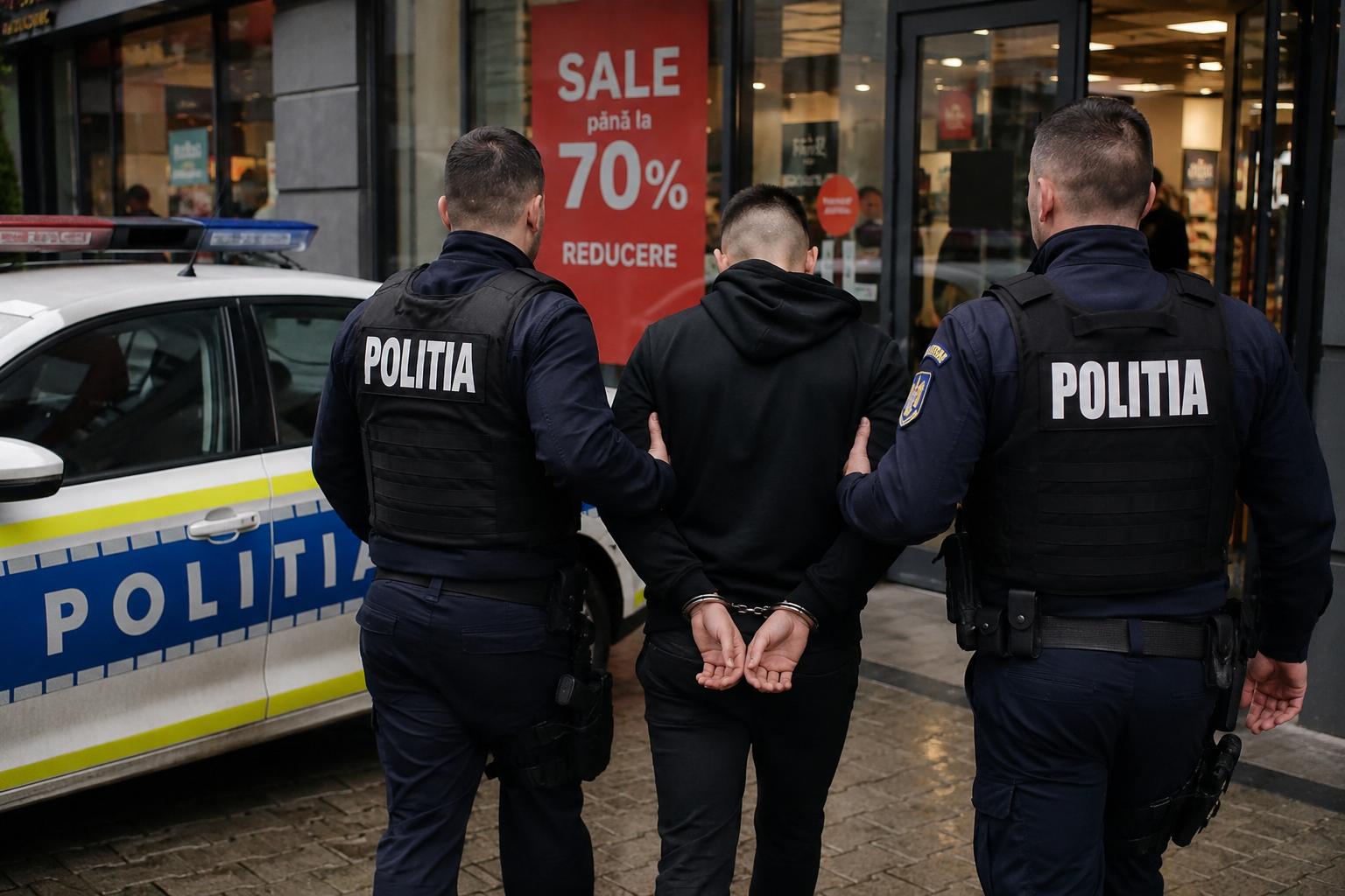 Tânăr arestat după ce a furat un tricou și a lovit agentul de pază într-un magazin din Arad