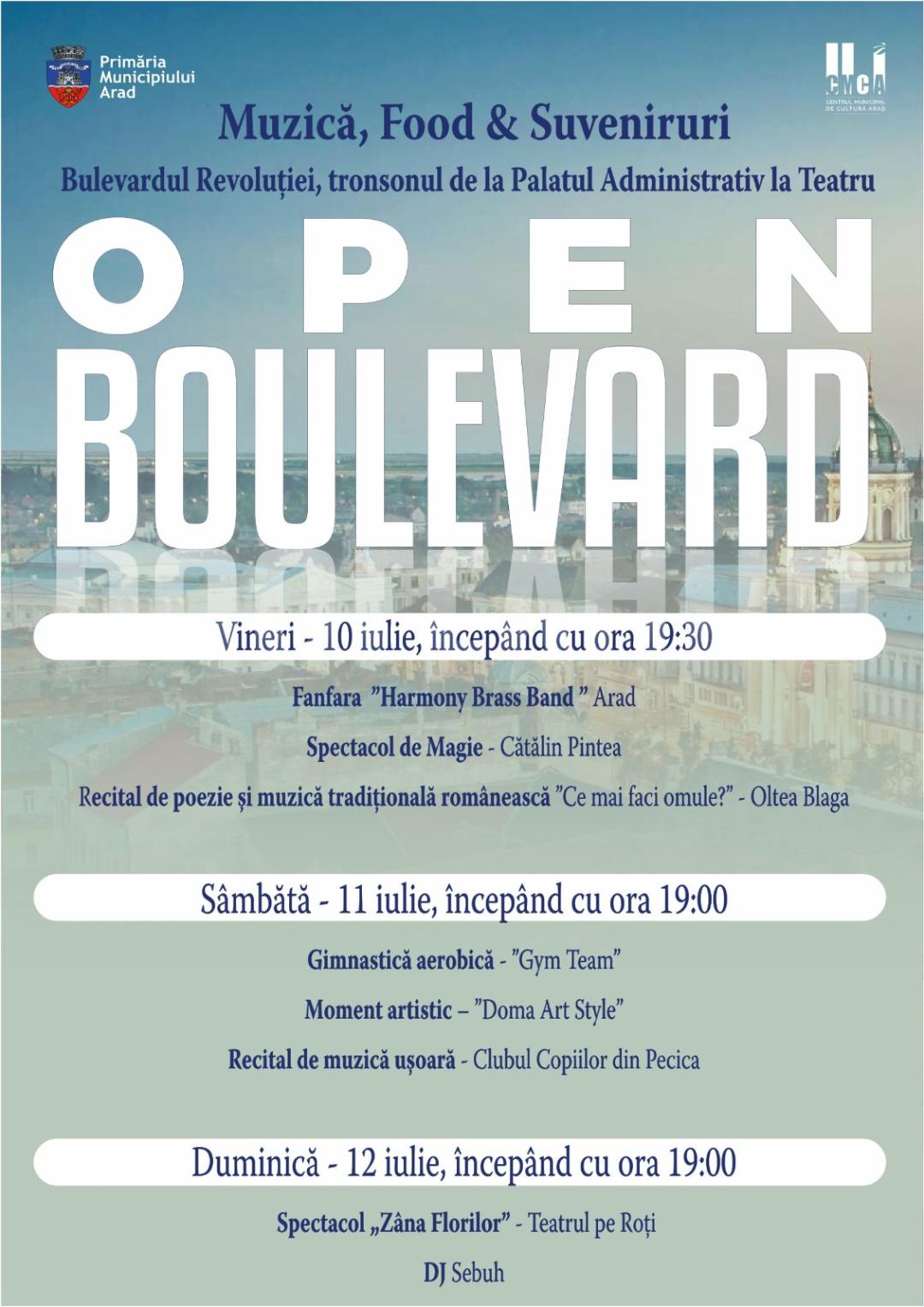 Open Boulevard revine în centrul Aradului, între 10 și 12 iulie