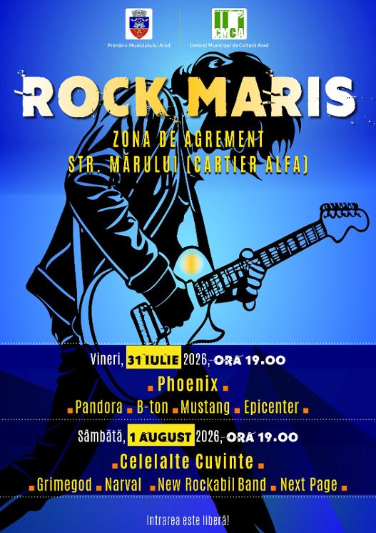 Rock Maris revine la Arad. Două seri de concerte cu Phoenix și Celelalte Cuvinte
