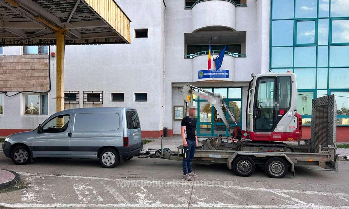 Remorcă și miniexcavator căutate de autoritățile belgiene, descoperite la Pecica